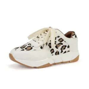 Bootsgear Women Fashion Autumn And Winter Leopard Leather Stitching Sneakers