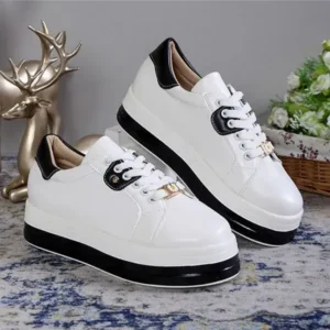 Bootsgear Women Fashion Round Toe Platform Colorblock Lace-Up Low Top Sneakers