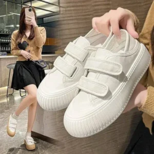 Bootsgear Women Fashion Round Toe Thick Sole Velcro Pu Sneakers