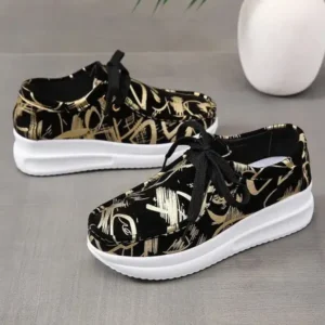 Bootsgear Casual Graffiti Round Toe Platform Plus Size Sneakers