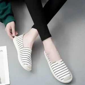 Bootsgear Fashion Stripe Pattern Design Women Round-Toe Casual Espadrilles Shoes