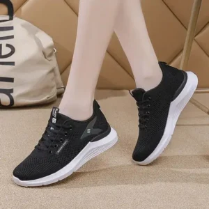 Bootsgear Women Sports Casual Lace Up Design Mesh Breathable Wedge Sneakers