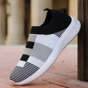 Bootsgear Women Casual Knit Design Breathable Mesh Color Blocking Flat Sneakers