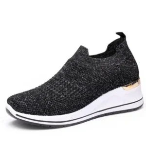 Bootsgear Women Casual Mesh Knit Design Breathable Comfort Wedge Platform Sneakers