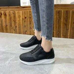 Bootsgear Women Casual Rhinestone Decor Fashion Plus Size Sports Running Shoes Round Toe Sneakers