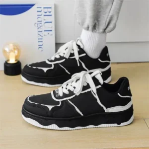 Bootsgear Men'S Fashion Black White Breathable Canvas Sneakers