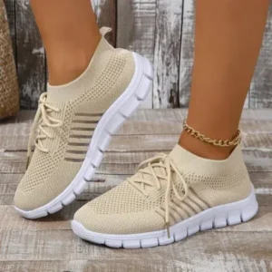 Bootsgear Women Casual Plus Size Solid Color Mesh Breathable Flat Sneakers