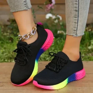 Bootsgear Women Fashion Casual Mesh Breathable Rainbow Sneakers