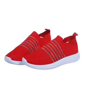 Bootsgear Fashion Casual Solid Color Striped Fly-Woven Mesh Breathable Flat Sneakers