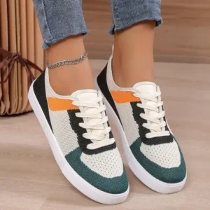 Bootsgear Women Fashion Casual Color Blocking Mesh Fly-Woven Breathable Sneakers