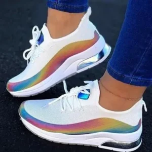 Bootsgear Women Fashion Casual Rainbow Color Blocking Sneakers