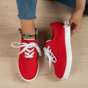 Bootsgear Women Fashion Casual Solid Color Lace-Up Canvas Shoes