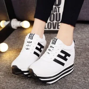 Bootsgear Women Fashion Casual Letter Printed Lace-Up Thick-Soled Sneakers