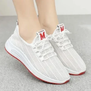 Bootsgear Women Fashion Mesh Solid Color Lace-Up Sneakers