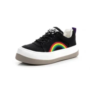 Bootsgear Women Fashion Casual Rainbow Color Block Platform Canvas Platform Shoes