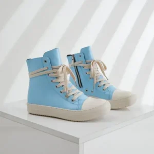 Bootsgear Women Fashion Blue Faux Leather High Top Shoes