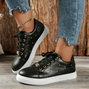 Bootsgear Women Fashion Shallow Toe Round Toe Casual Lace Up Sneakers