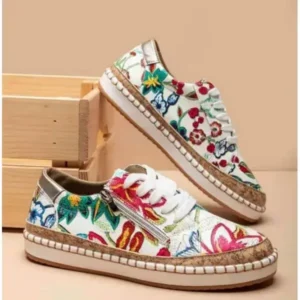 Bootsgear Women Fashion Color Matching Ethnic Style Printed Sneakers