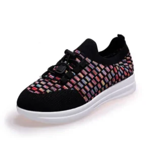 Bootsgear Women Fashion Low-Top Lace-Up Platform Color-Block Fly-Knit Sneakers